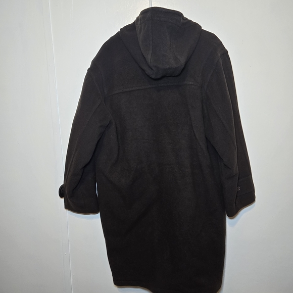 VTG Lands End Direct Merchant Wool Hooded Toggle Button Duffle Coat Choc.Brown L - Picture 2 of 10